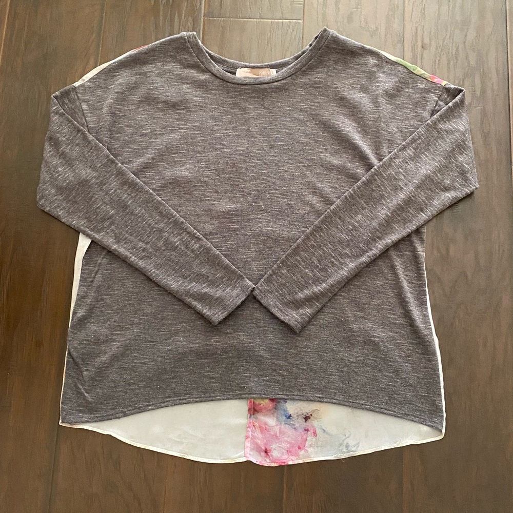 Forever21 Gray Long Sleeve w/ Sheer Floral Back